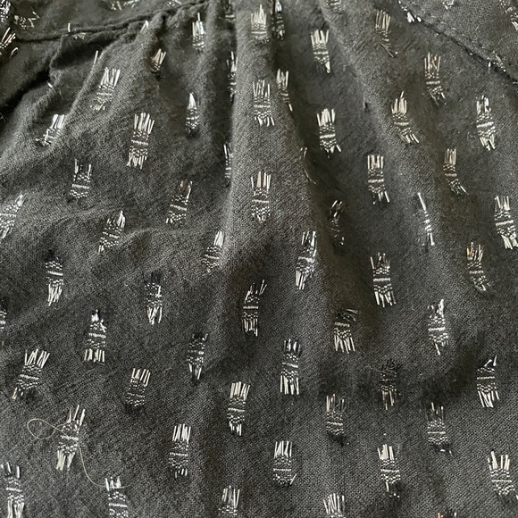 GAP petite S cotton puff sleeve blouse black with metallic thread - Picture 6 of 6